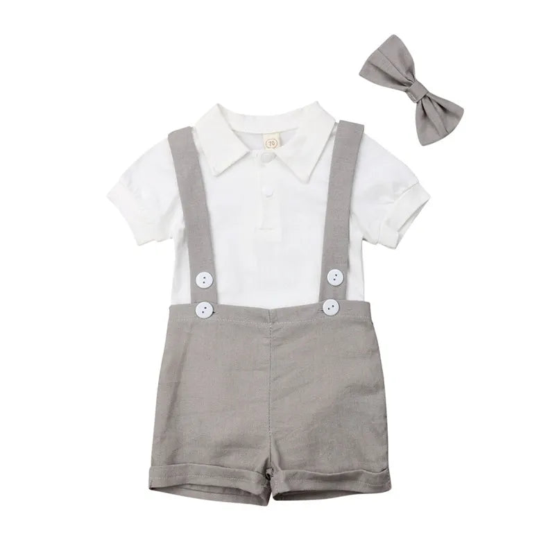 Gentleman Suit Bow Tie Shirt Suspenders Shorts