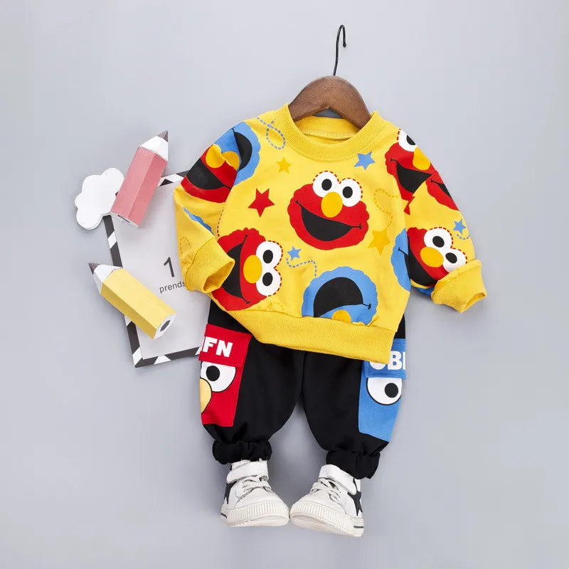 Elmo Cartoon T-Shirt Pants 2Pcs/Set Tracksuit