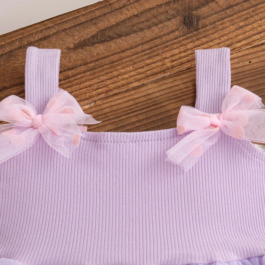 Floral Patterns And Bows Halter Puffy Girl Dress