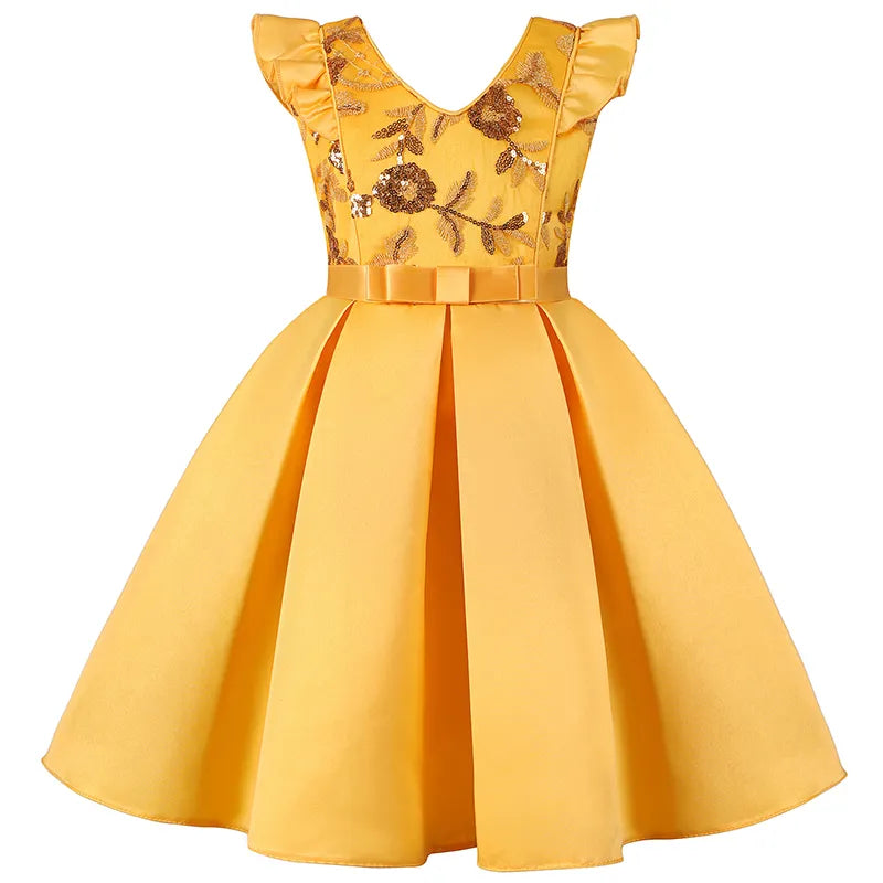 Girl Flower Sequins Christmas Dress