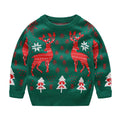 Festive Christmas Kids Sweater - Adorable Elk Print Crew Neck Knitwear