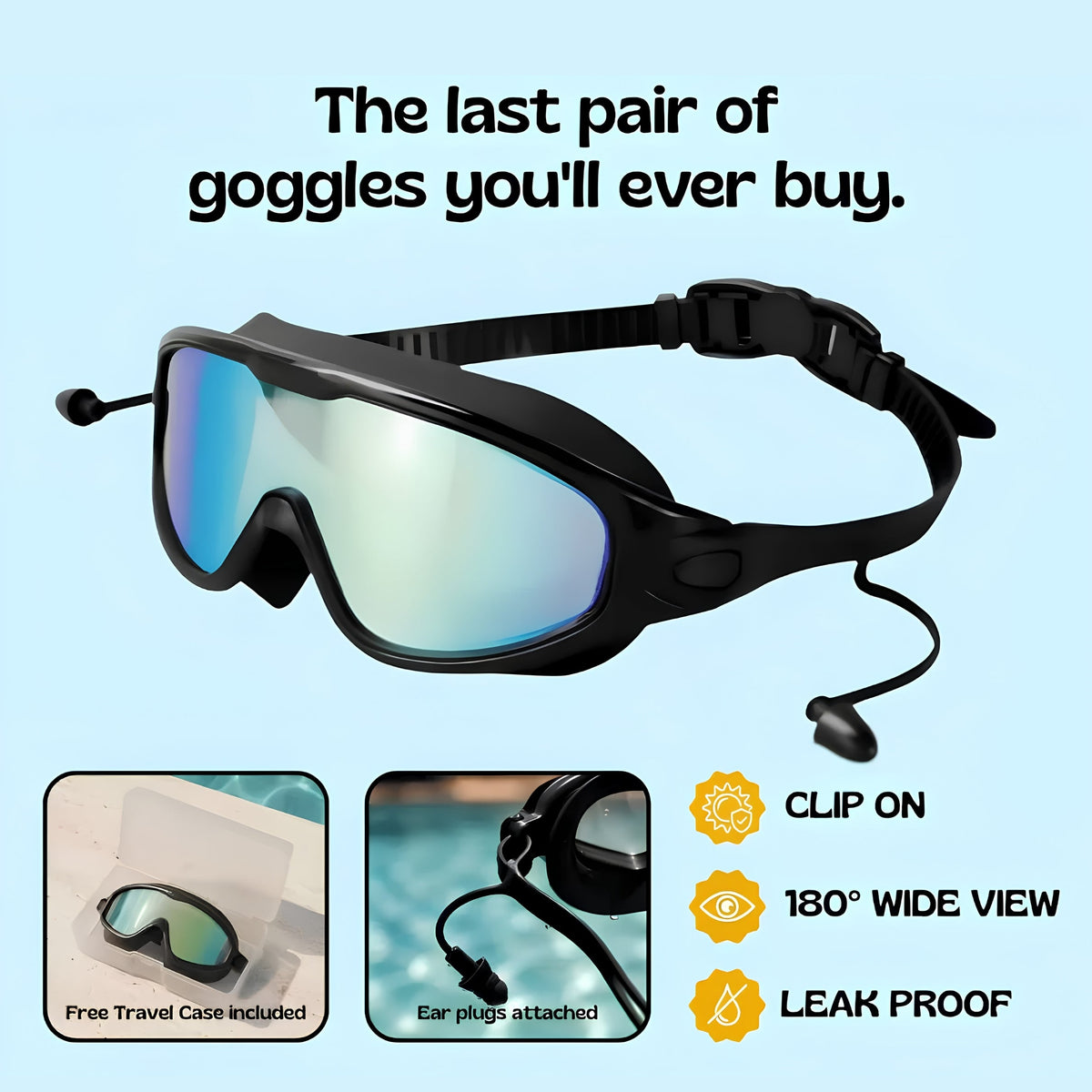 TibaToes Adult Clip-On Swim Goggles