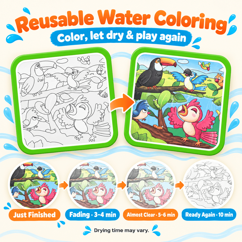 Montessori Magic Water Coloring Books (4-Pack)