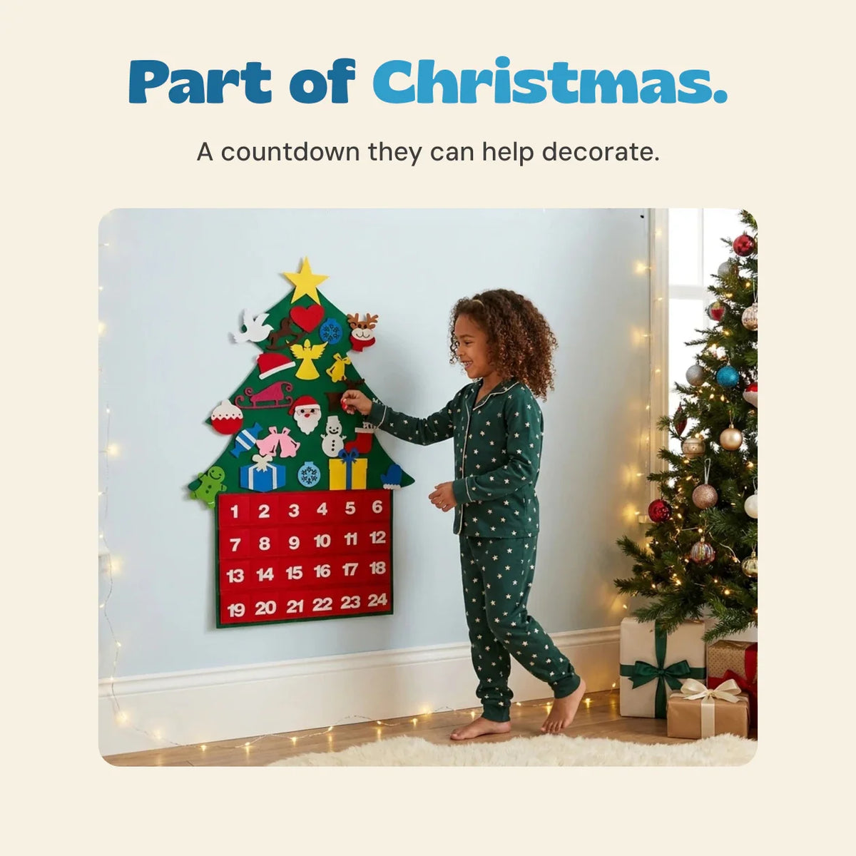 TibaToes™ Felt Christmas Countdown Tree