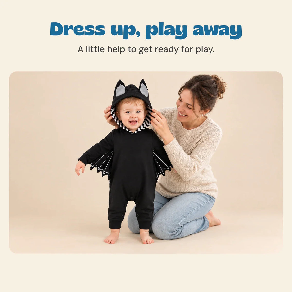 TibaToes™ Little Bat Hooded Romper