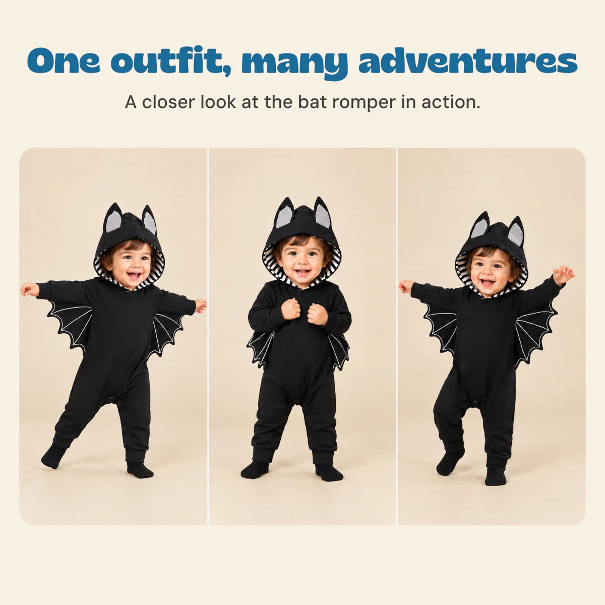 TibaToes™ Little Bat Hooded Romper