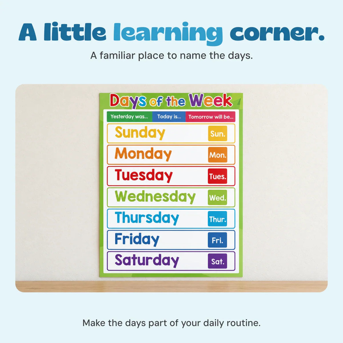 TibaToes™ Montessori Learning Posters: 20-Piece Educational Wall Chart Set for Toddlers & Preschoolers