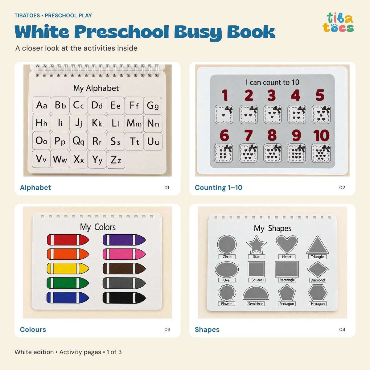 TibaToes™ Montessori Preschool Busy Book
