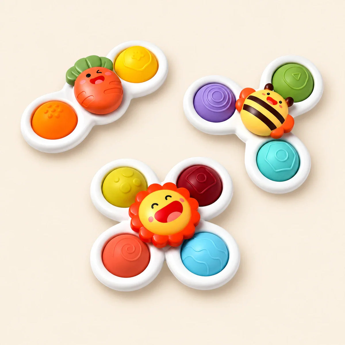 TibaToes™ Montessori Texture Spinning 3-Piece Set