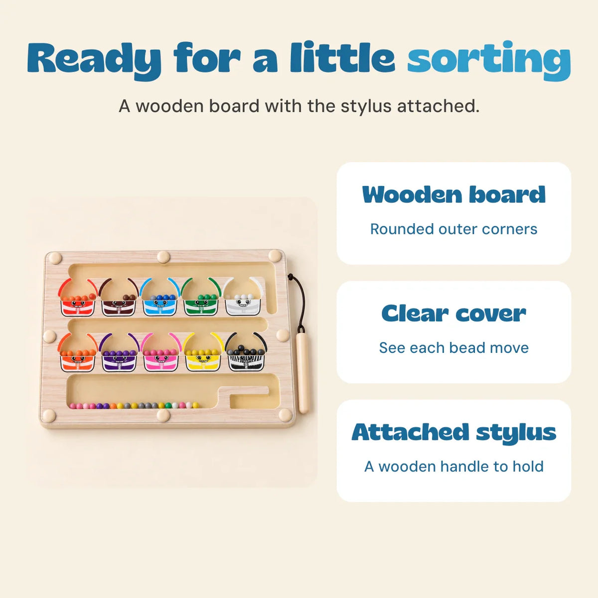 TibaToes™ Montessori Magnetic Monster Sorting Board