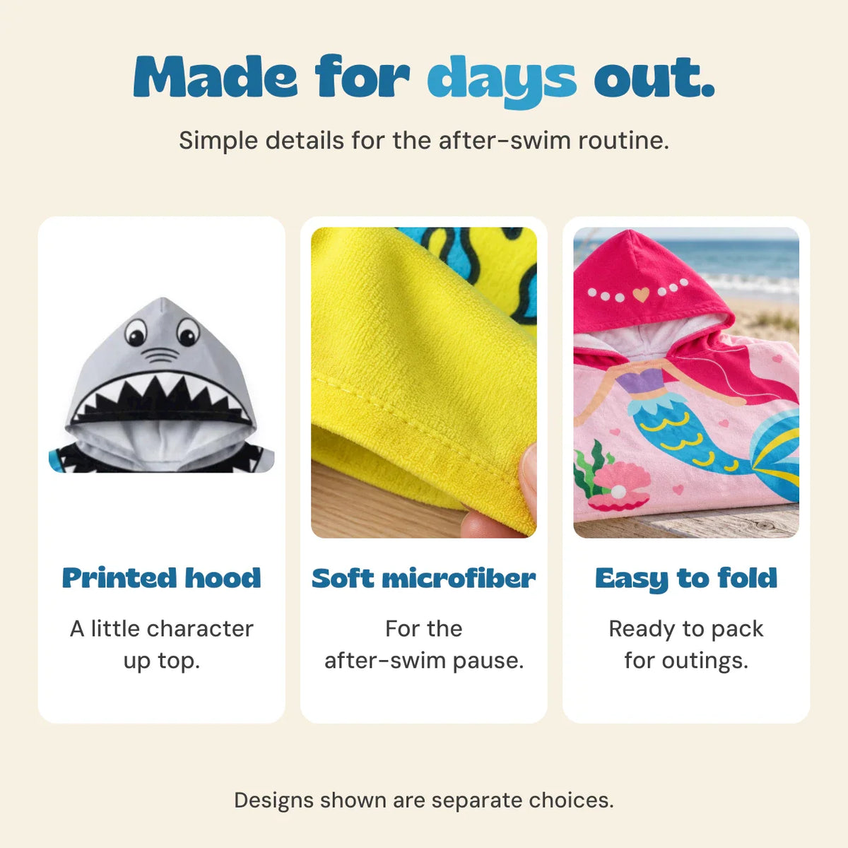 TibaToes™ Kids Hooded Beach Poncho Towel (3-8 years)