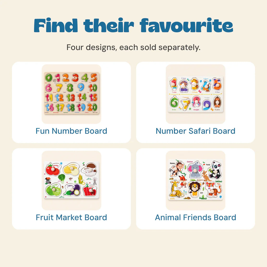 TibaToes™ Wooden Match & Learn Puzzle Board