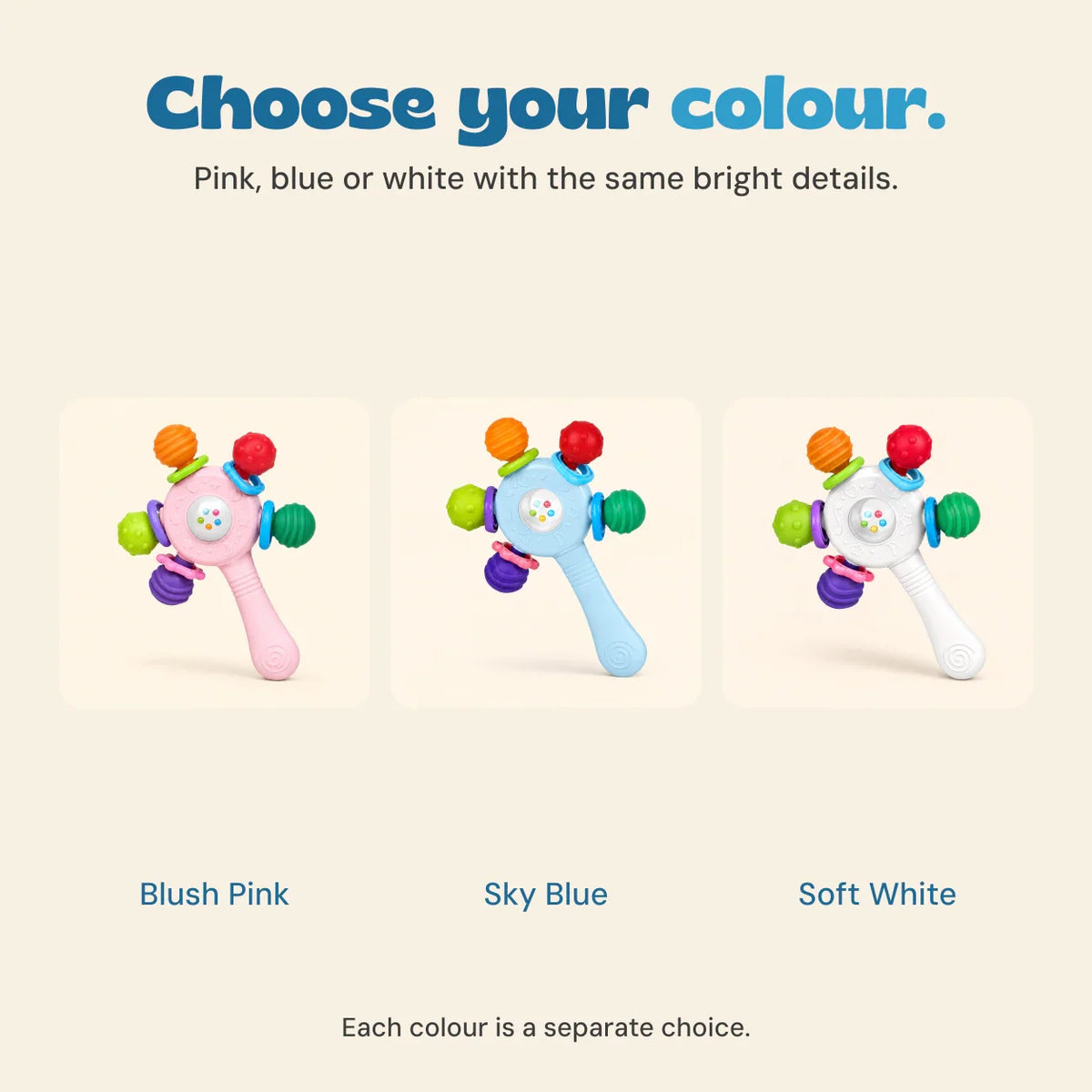 TibaToes™ RainbowGrip Baby Teether Rattle
