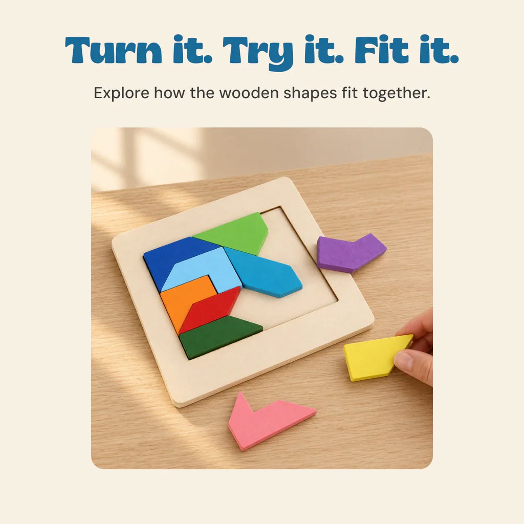 TibaToes™ Montessori Wooden Tangram Puzzle